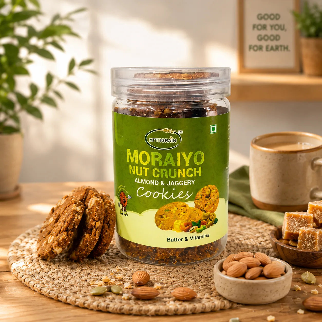 Moraiyo Nut Crunch Almond & Jaggery Cookies (180g)